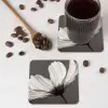 Bloem - Minimalistisch - Zwart - Wit onderzetter kurk middel -sfeer2