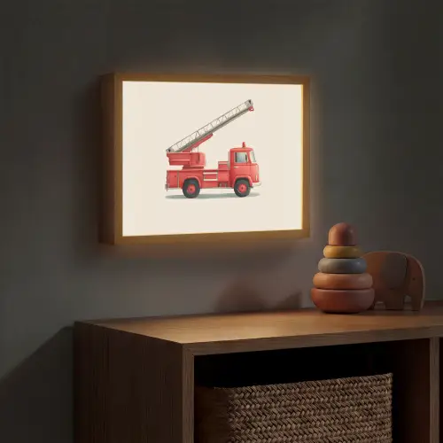 Illustratie - Brandweer - Rood - Minimalistisch Light Box met batterij (Wandlamp kind) middel -sfeer5_kind