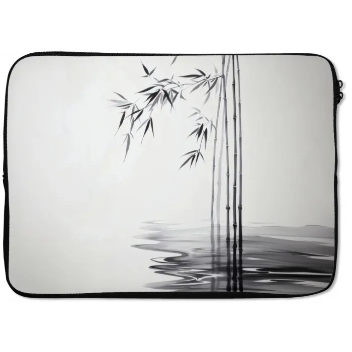 Bamboestammen - Water - Minimalistisch - Wit laptophoes neopreen klein -zkaufland3dotto