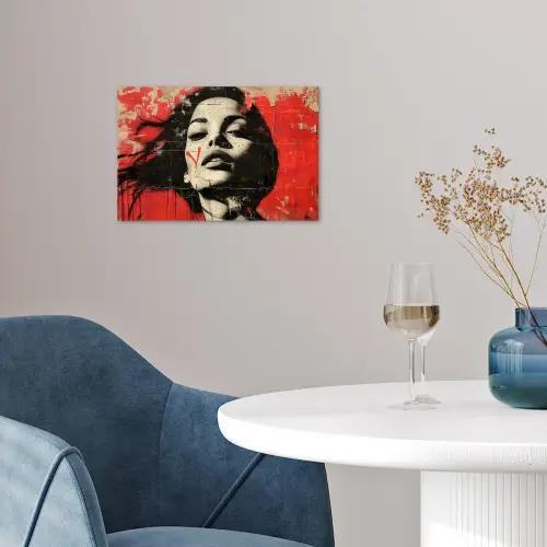 Graffiti - Vrouw - Rood - Street art - Banksy poster papier klein -sfeer3