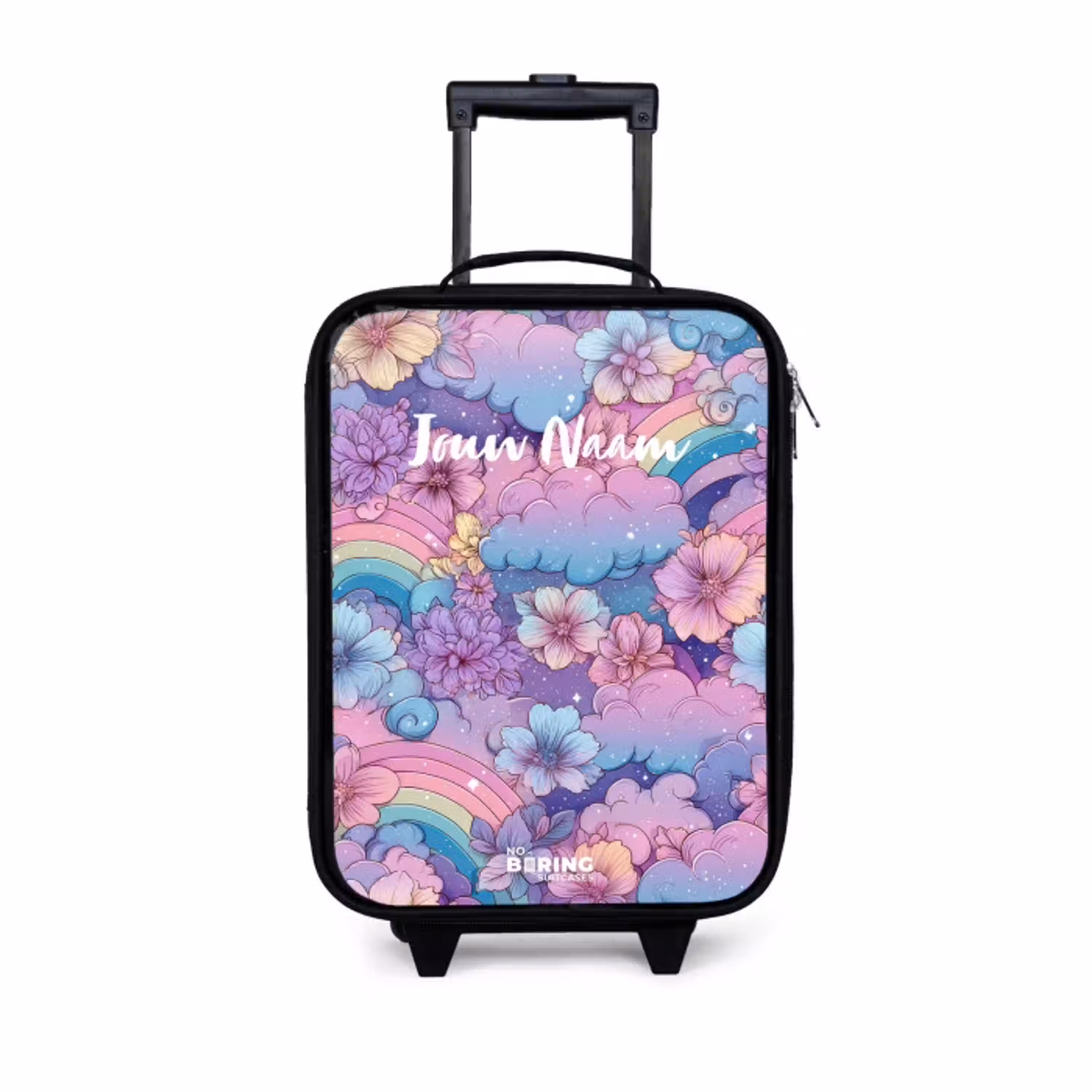 Illustratie van wolken, regenbogen en bloemen Kinderkoffer - Zwart klein -3d