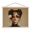 Vrouw - Beige - Bloem - Modern - Portret textielposter latten blank klein -3d