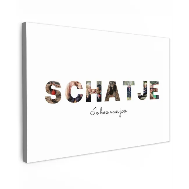 Gepersonaliseerd buiten canvas - Schatje - Lettercollage