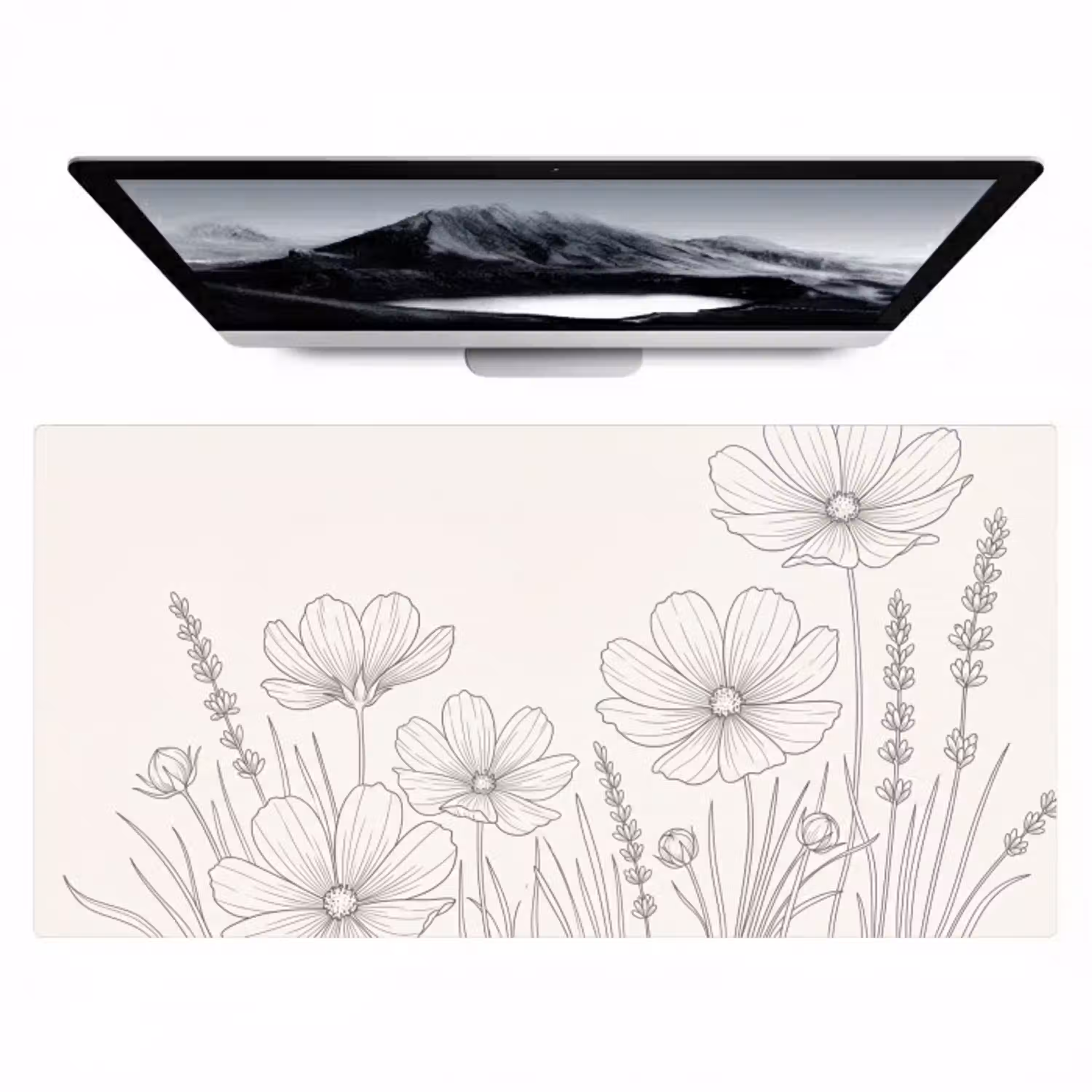 Minimalistisch - Modern - Bloemen - Beige Muismat XXL klein -zzz3d