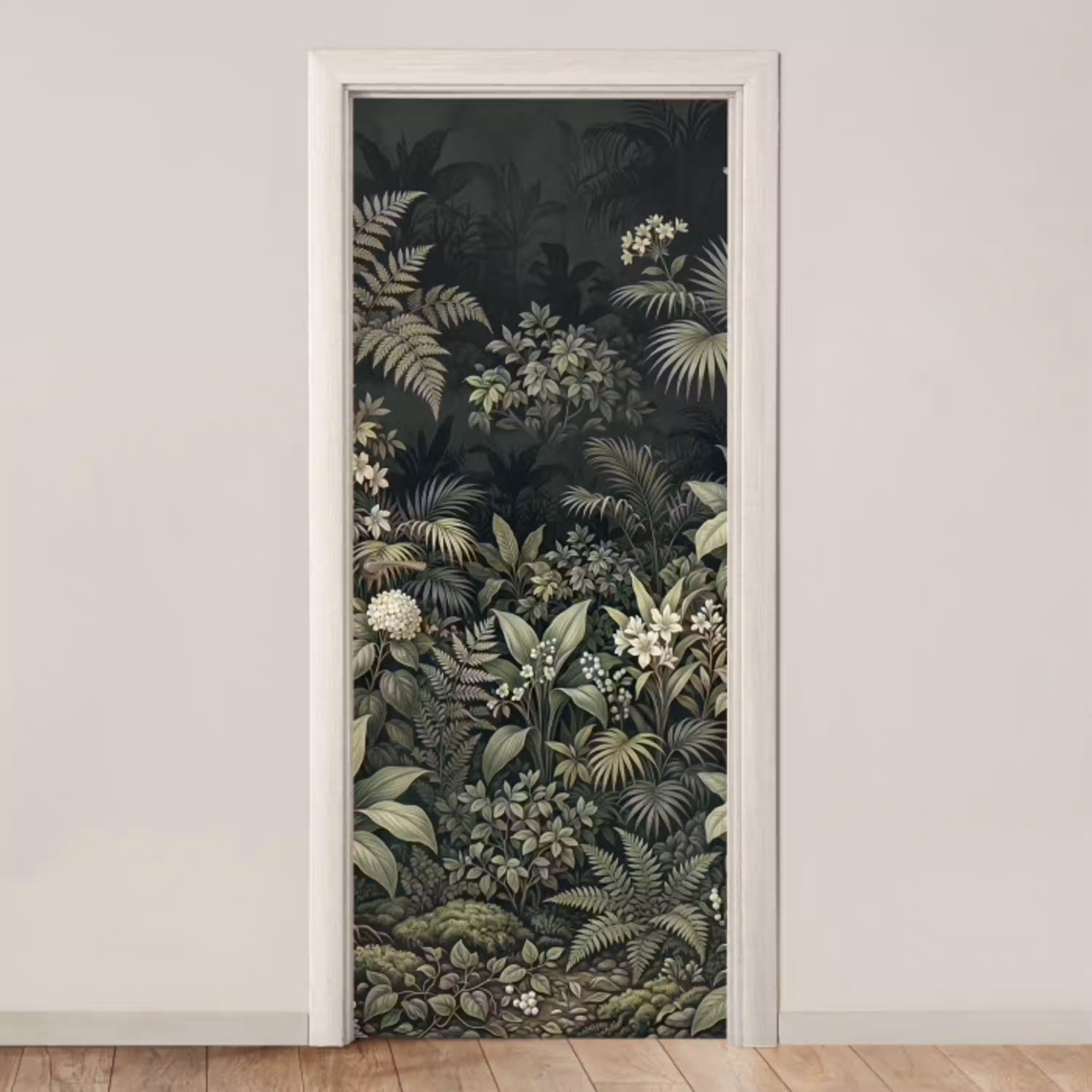 Jungle - Bladeren - Botanisch - Groen deurposter klein -3d_beige