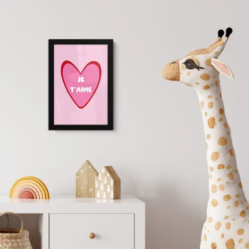 Hart - Frans - Valentijn - Roze fotolijst zwart zonder passe partout klein -usfeer4_kinderkamer