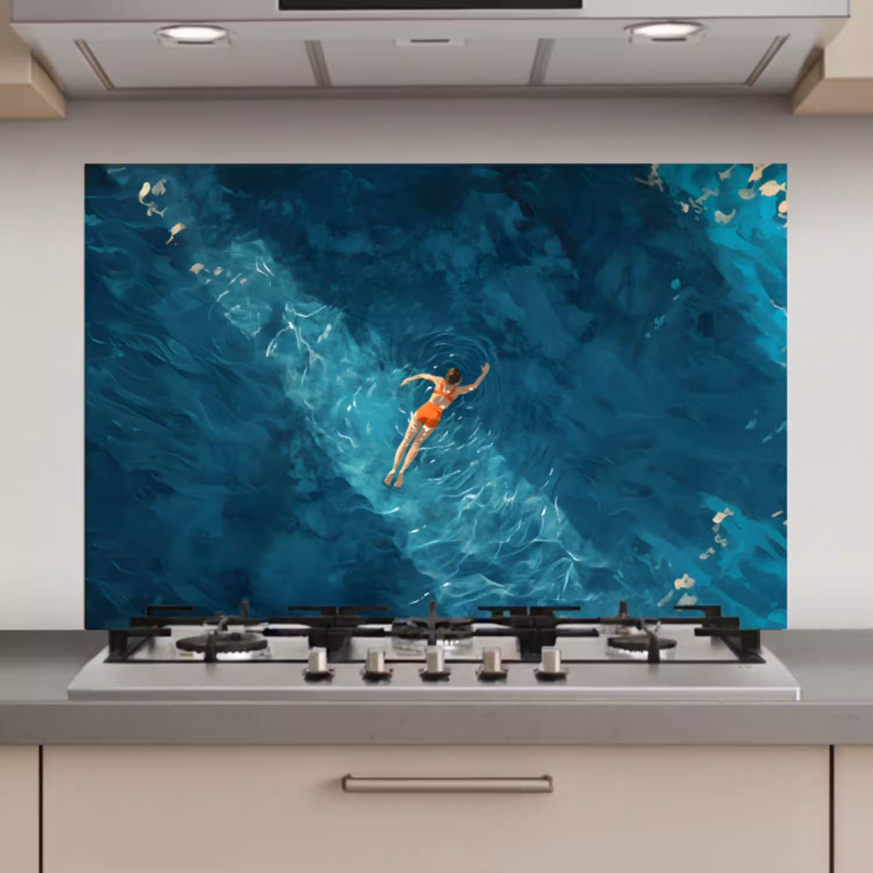 Vrouw - Water - Bikini - Oranje keuken achterwand spatscherm klein -3d_website
