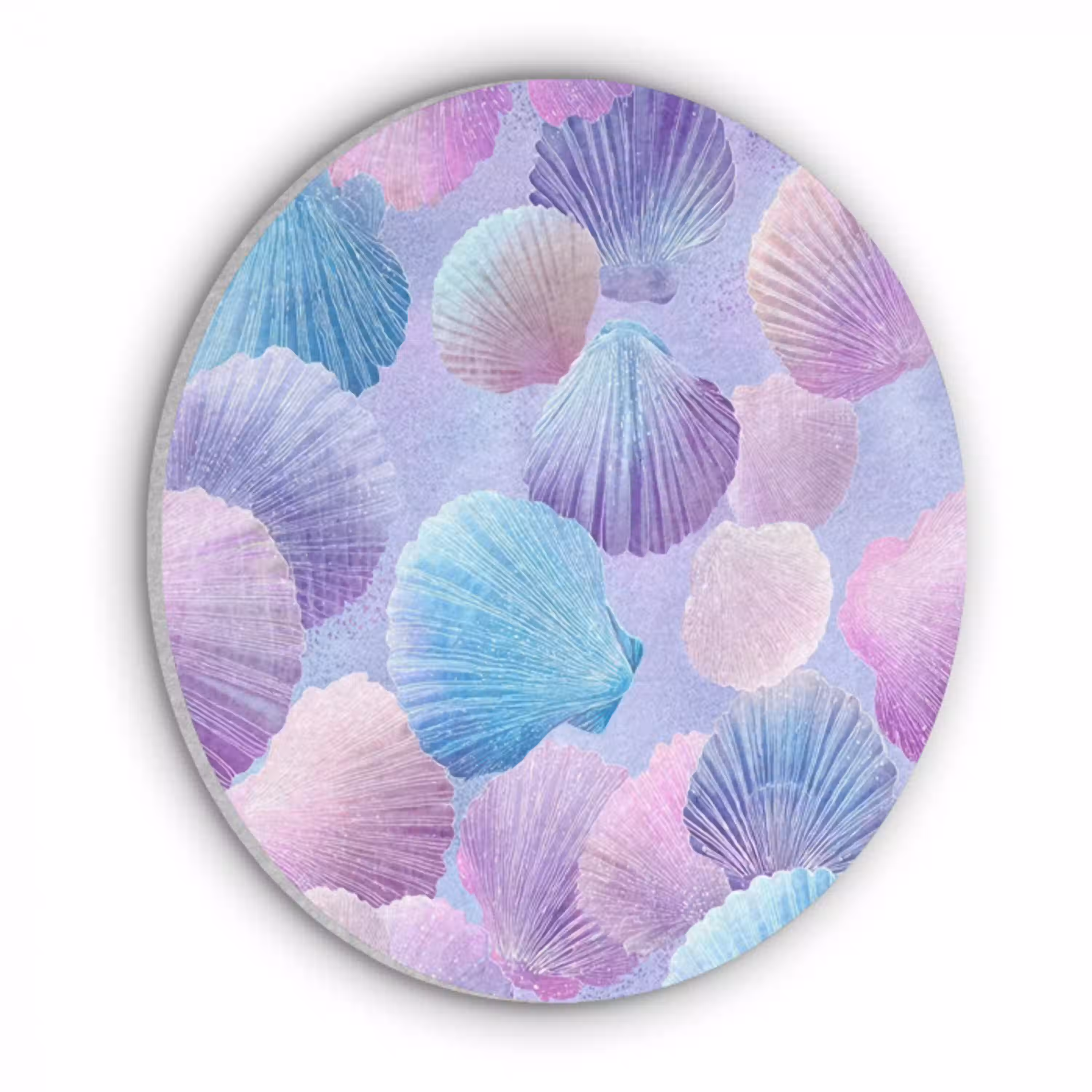 Schelpen - Paars - Blauw - Patroon Akoestische PET Vilt - Rond klein -3d