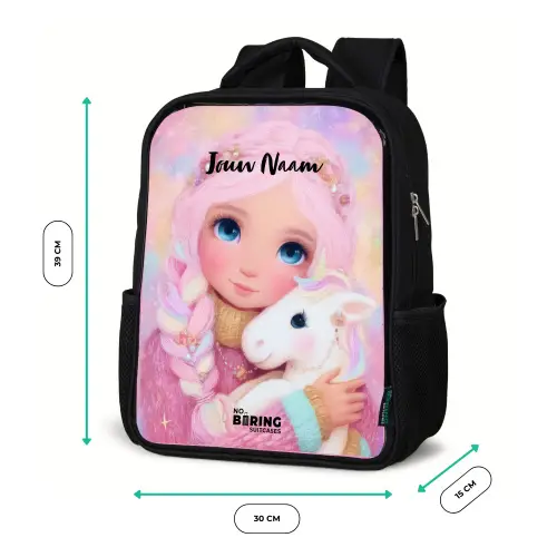 Meisje - Eenhoorn - Roze Rugzak - Zwart middel -productfoto_formaten
