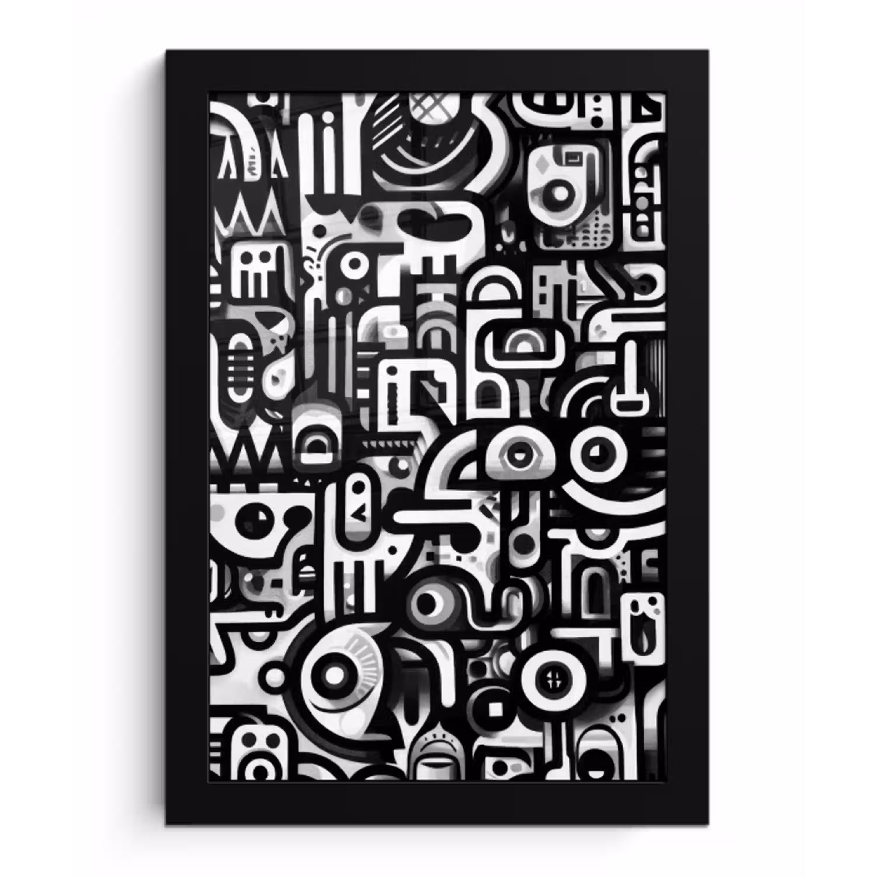 Symbolen - Abstract - Grafisch - Zwart fotolijst zwart zonder passe partout klein -3d