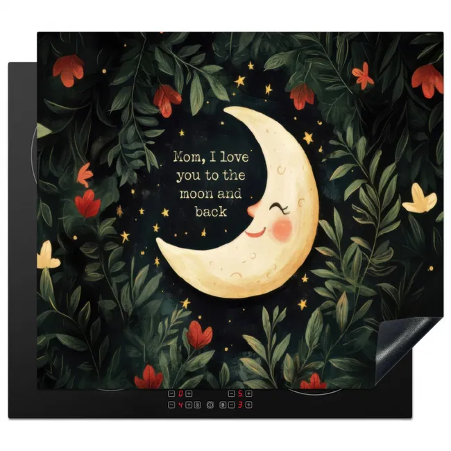 Maan - Quote - Bloemen - Sterren Inductie beschermer vinyl 3mm middel -3d