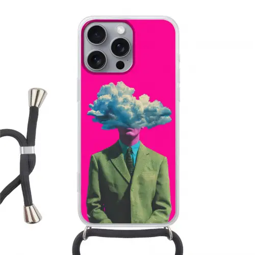 Man - Pak - Wolk - Roze Hoesje iPhone 16 Pro Max met koord klein -3d