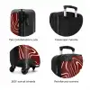Rode achtergrond met abstracte beige lijnen NBS - Handbagage koffer - Unisex middel zzzzzzzbolletjes_ENG