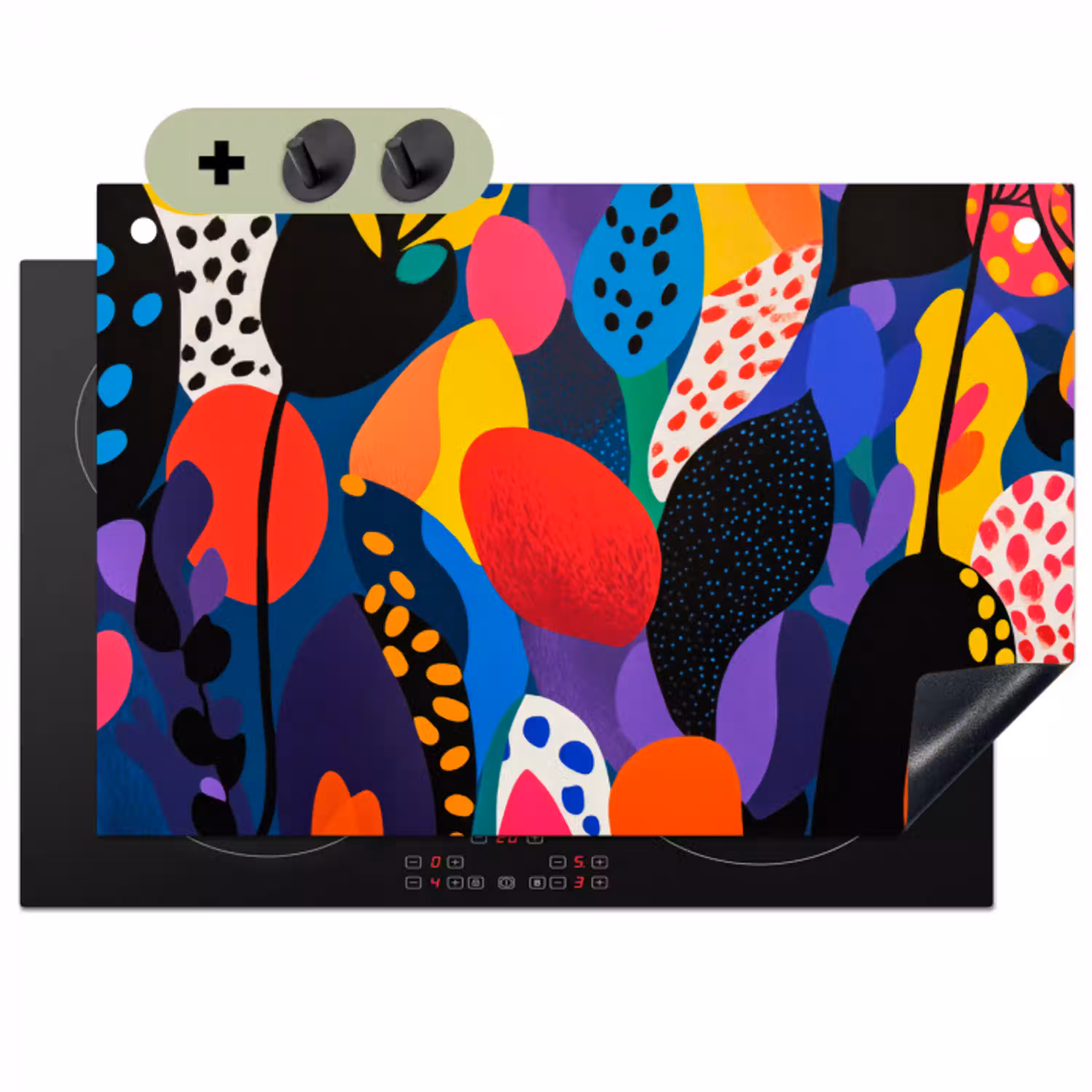 Bloemen - Bladeren - Abstract - Rood Inductie beschemer met haakjes klein -3d
