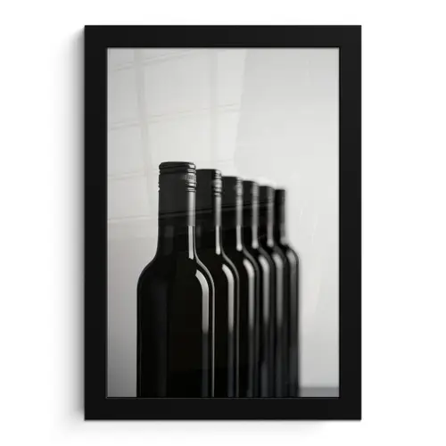 Wijnflessen - Zwart - Minimalistisch fotolijst zwart zonder passe partout klein -3d