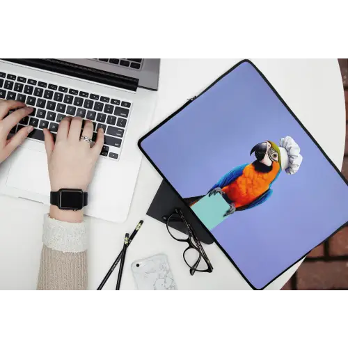 Papegaai - Koksmuts - Vogel - Leuk laptophoes neopreen klein -bureau