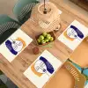 Minimalistisch - Gezicht - Hand - Oranje - Blauw Placemat vinyl groot -zzsfeer5_Kitchenyeah-website