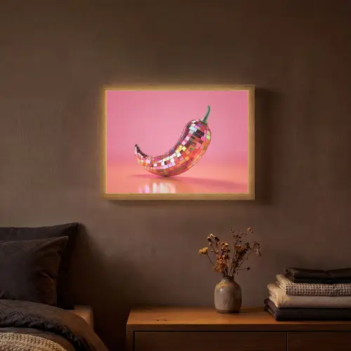 Peper - Disco - Rood - Glitter Light Box met batterij (Wandlamp) middel -sfeer4