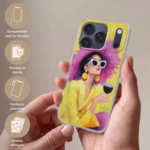 Vrouw - Hoed - Paars - Wijn Telefoonhoesje iPhone 17 Pro klein -sfeer3_NL