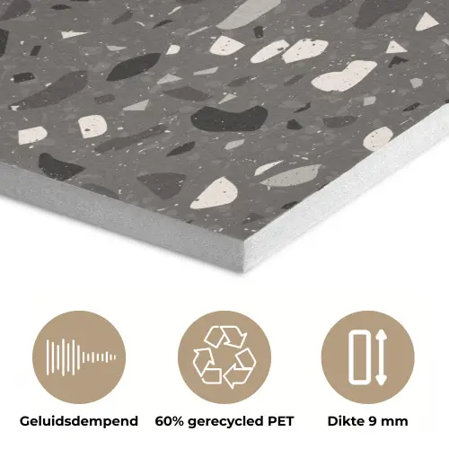Terrazzo -  Patroon - Grijs PET vilt klein 837 -closeup_NL