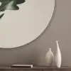 Eikenbladeren - Beige - Groen - Golvende randen Akoestische PET Vilt - Rond klein -sfeer5_closeup