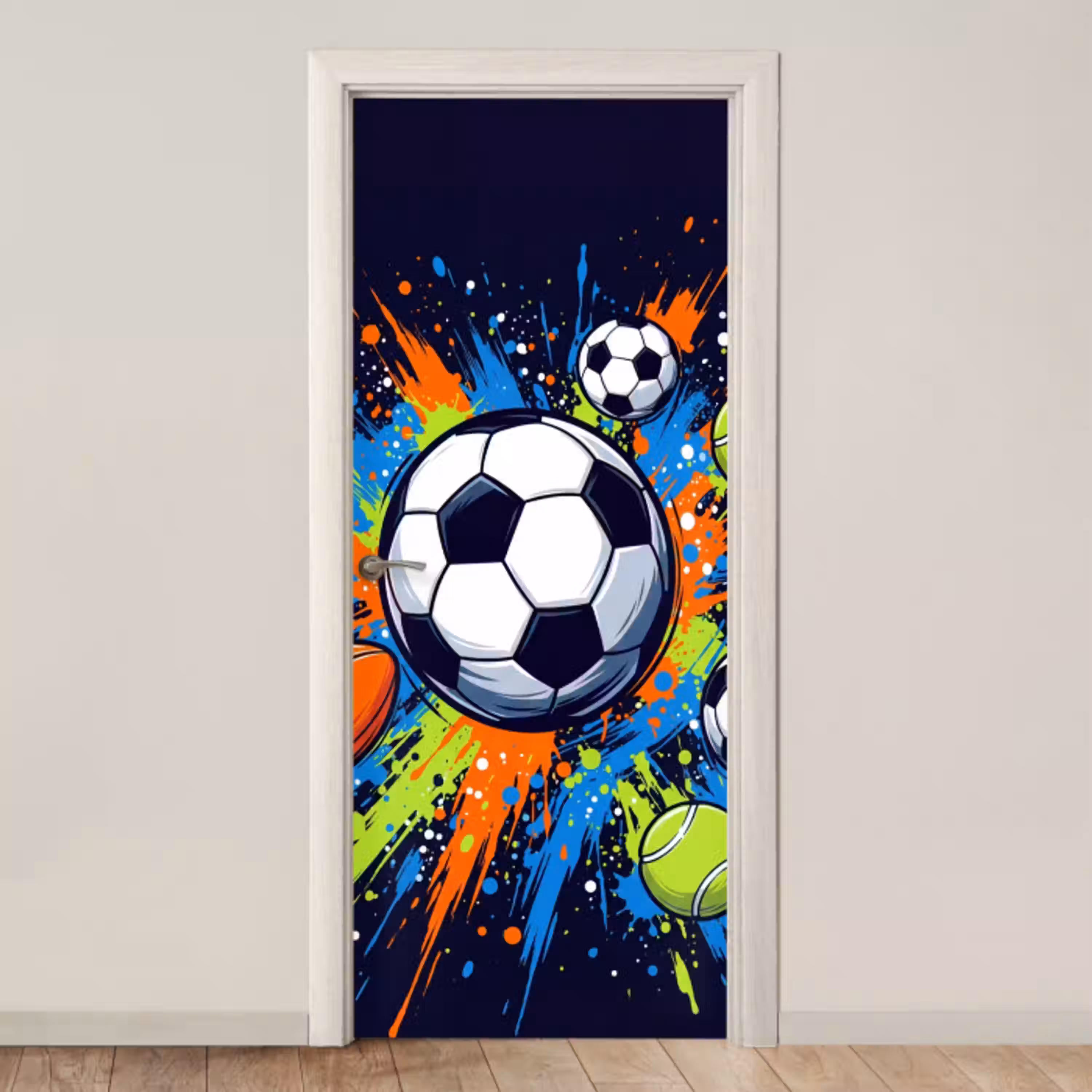 Sport - Ballen - Kleurrijk deurposter klein -3d_beige