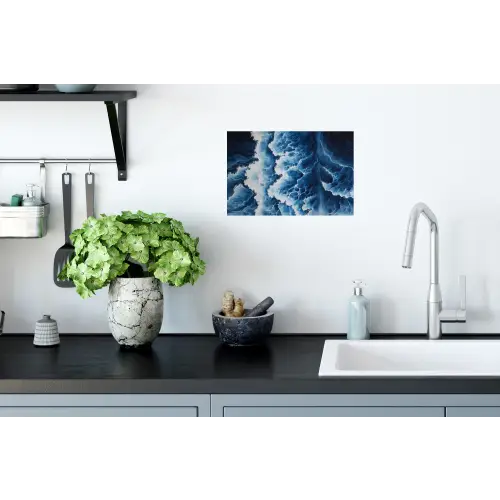 Golven - Blauw - Schuim Muursticker klein -keuken