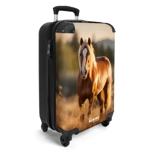 Bruin paard in een weiland NBS - Handbagage koffer - Kinderen Unisex middel -productfoto_3d