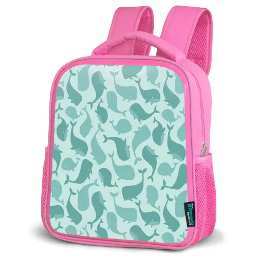 Zee - Dieren - Blauwe vinvis Kinderrugzak - Roze middel 863 -schuin