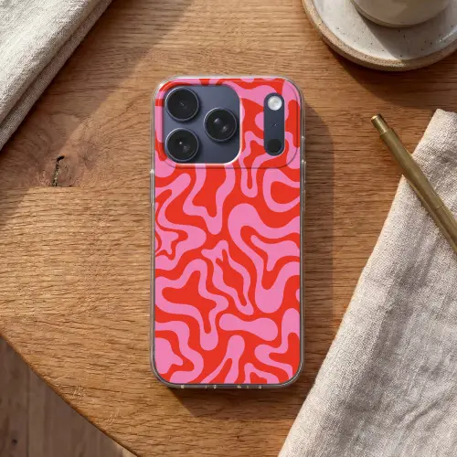 Abstract - Patroon - Rood - Roze - Minimalistisch Telefoonhoesje iPhone 17 Pro klein -sfeer1