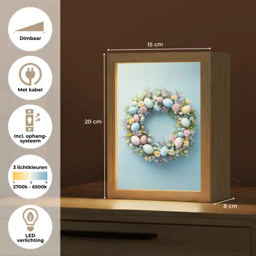 Krans - Eieren - Bloemen Light Box met kabel (Tafellamp) klein -USP_NL