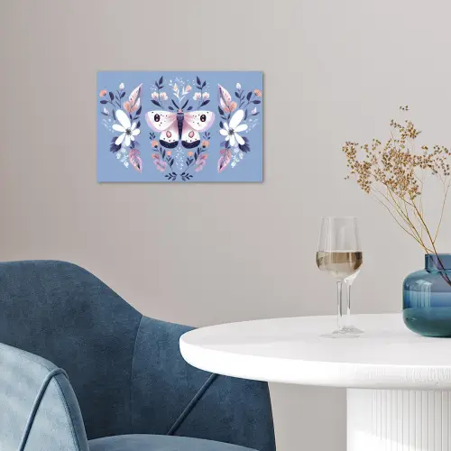 Vlinder - Vleugels - Stippen - Bloemen poster papier klein -sfeer3