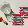 Sardines - Rood en beige strepen onderzetter kurk middel -sfeer4