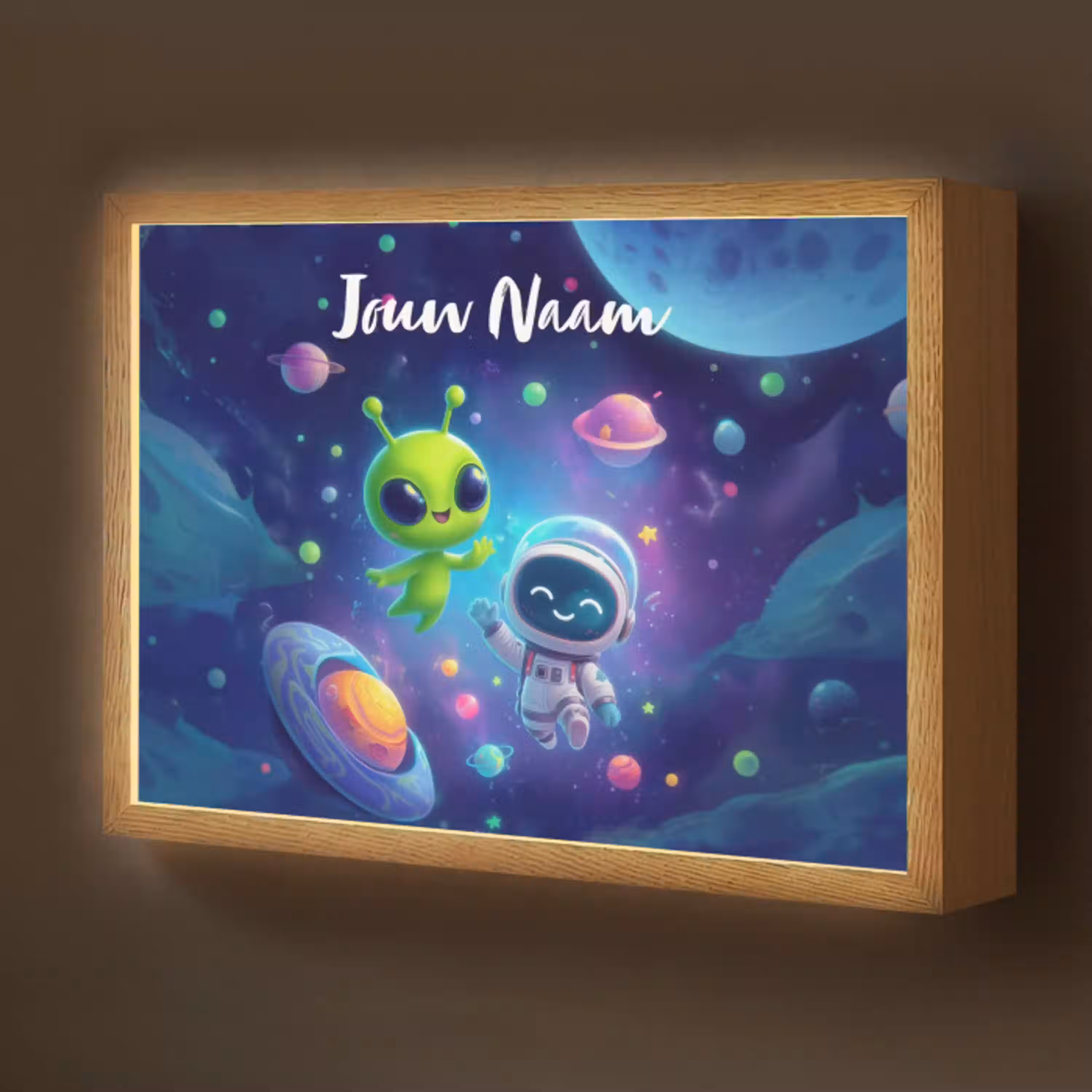 Alien - Astronaut - Ruimte - Planeten Light Box met batterij (Wandlamp kind) middel -z3d_website