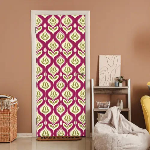Retro - Floraal - Paars deurposter klein 289 -sfeer1