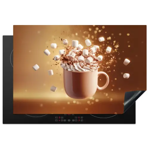 Chocomelk - Drinken - Warm - Bruin Inductie beschermer vinyl 3mm klein -3d