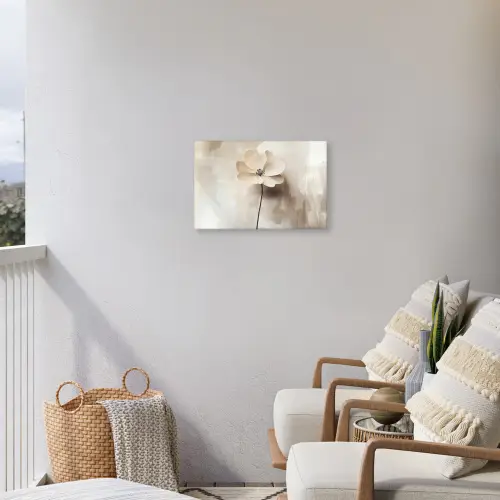 Bloem - Beige - Verf - Schaduw Tuinposter op houten frame 2 cm dik klein -sfeer1