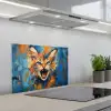 Kat - Kleurrijk - Oranje - Blauw keuken achterwand spatscherm klein -3d_schuin