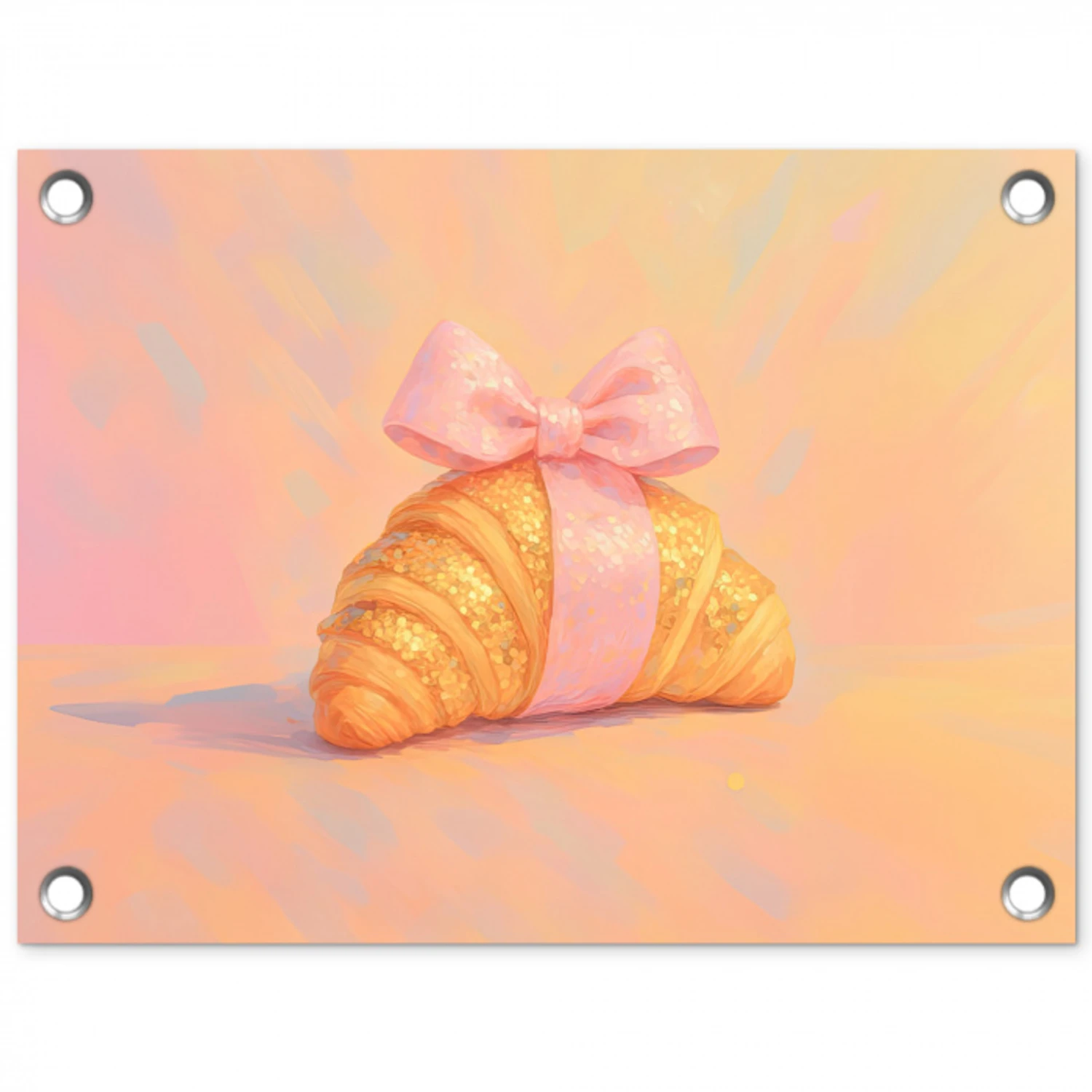 Croissant - Strik - Roze tuinposter los doek klein -3d