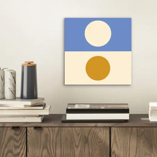Cirkels - Symmetrisch - Wit - Blauw- Geel aluminium wit klein -sfeer1