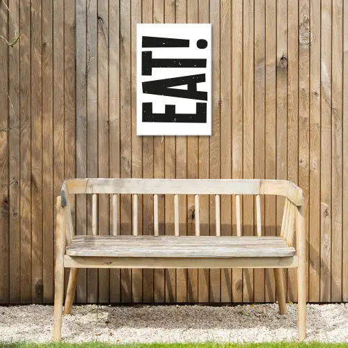 Decoratie - Eten - Zwart - Wit Tuinposter op houten frame 2 cm dik klein -sfeer4