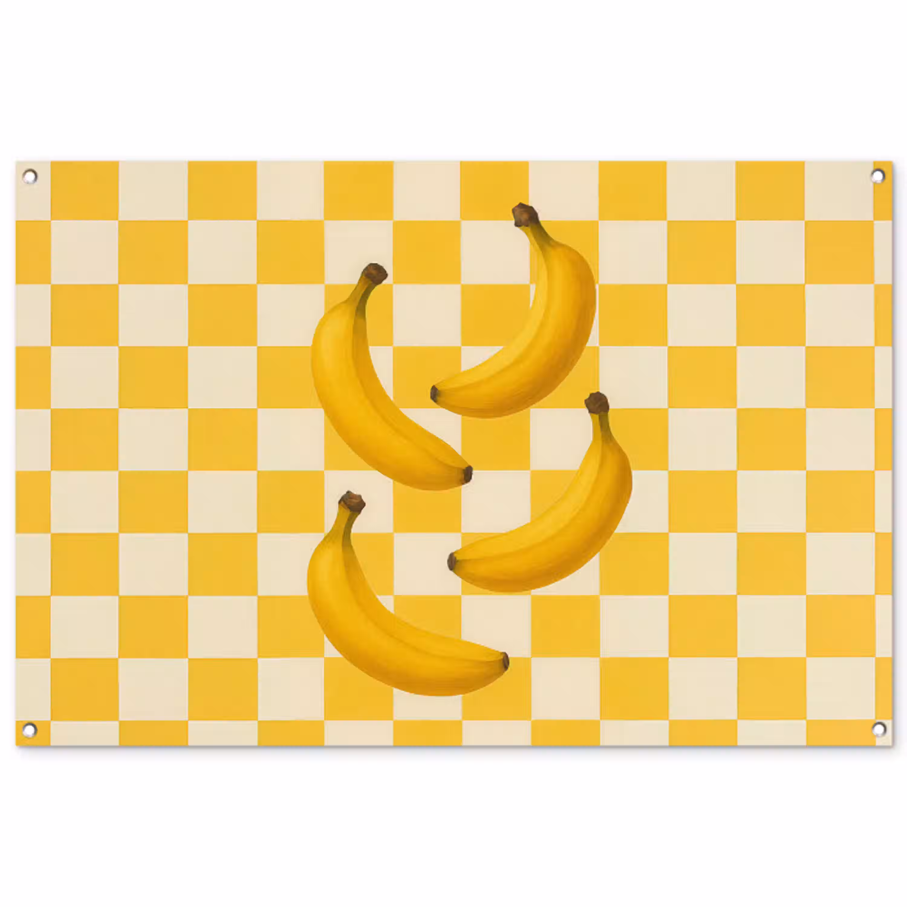 Bananen - Geel - Geblokt tuinposter los doek groot -3d