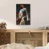 Meisje met de parel - Johannes Vermeer - Bloemen - Rood aluminium wit klein -sfeer3