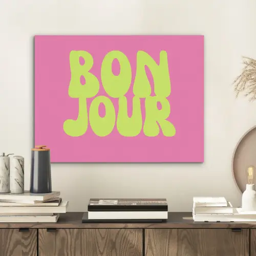 Bonjour - Roze - Fel groen PET vilt klein -sfeer1
