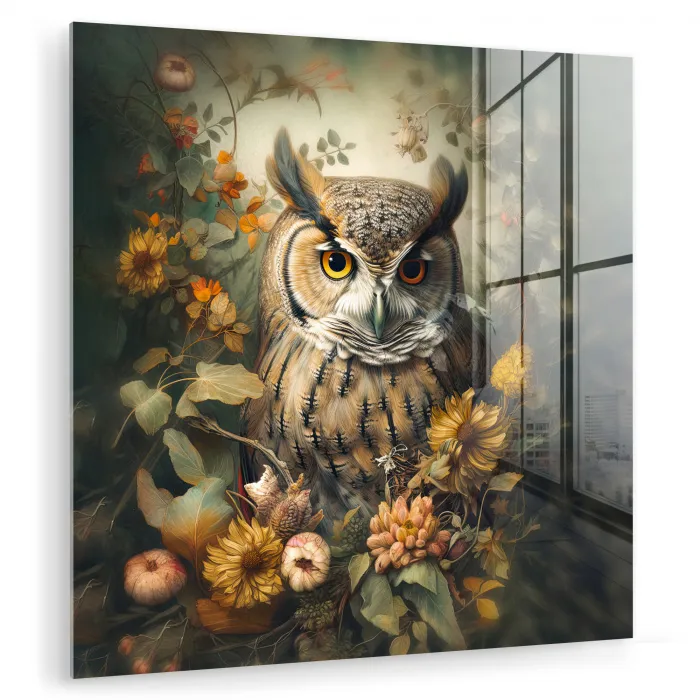 Uil - Vogels - Bloemen - Natuur plexiglas 5mm klein -zzzproduct_nieuw