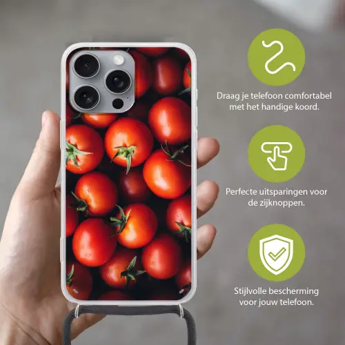 Groente - Rood - Tomaten Hoesje iPhone 16 Pro Max met koord klein -sfeer2_NL