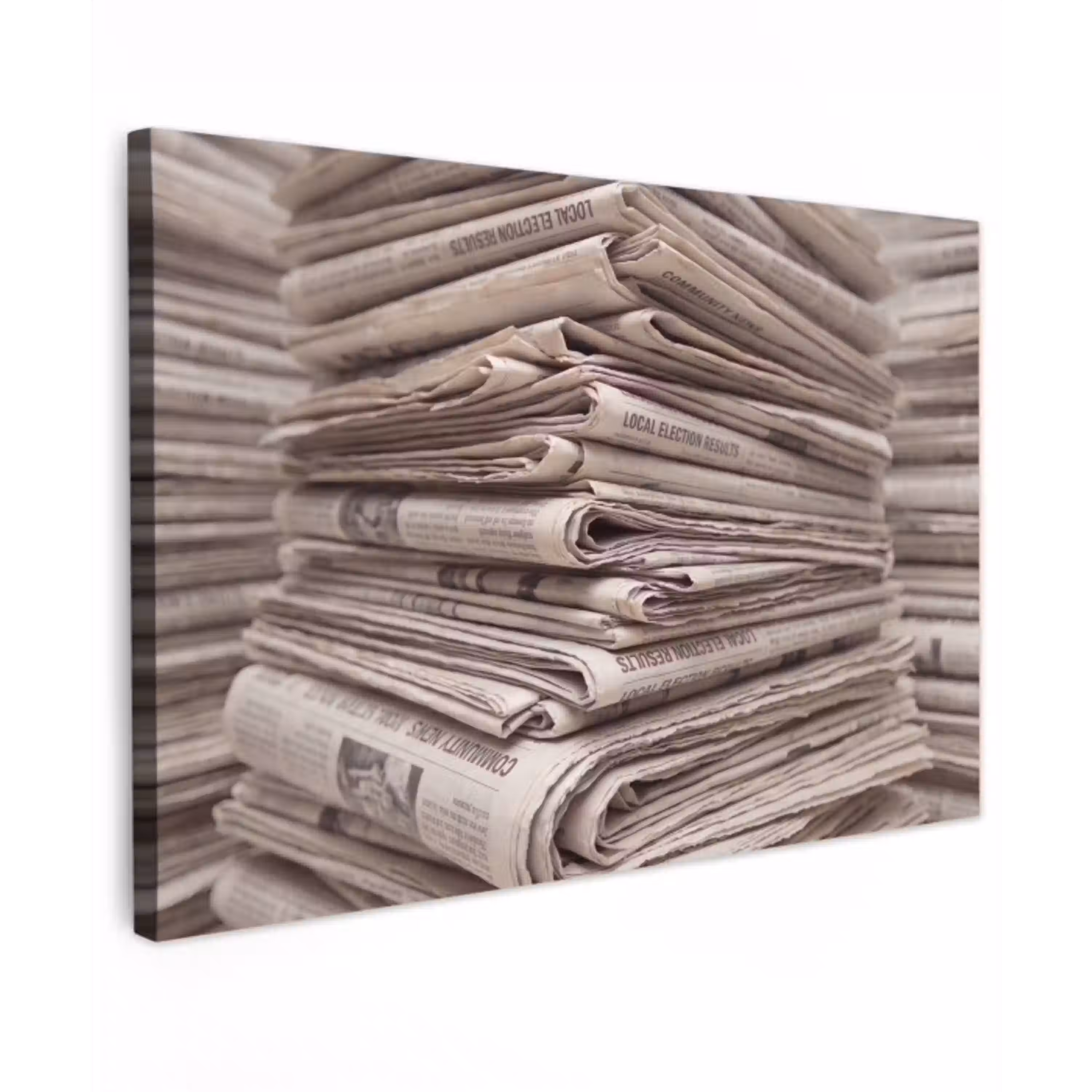 Kranten - Stapel - Nieuws - Vintage - Beige canvas 2cm klein -z3d