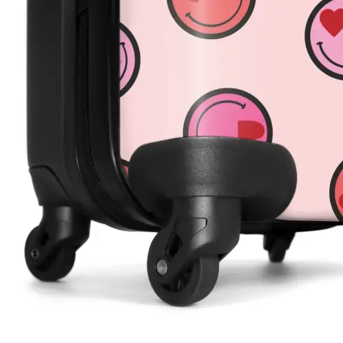 Roze smiley's op een roze achtergrond NBS - Handbagage koffer - Kinderen Unisex middel -wiel
