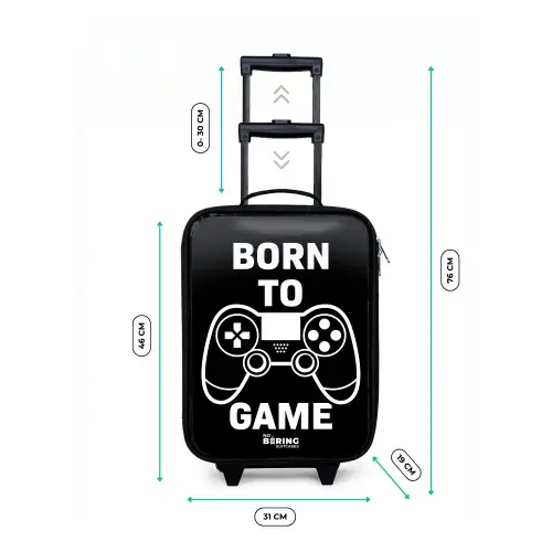 Qoute met controller in zwart wit Kinderkoffer - Zwart klein -productfoto_formaten
