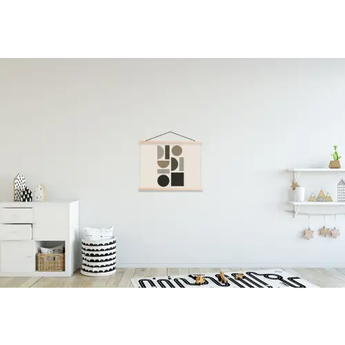 Natuurlijke tinten - Grafisch - Verticale compositie textielposter latten blank klein -kinderkamer